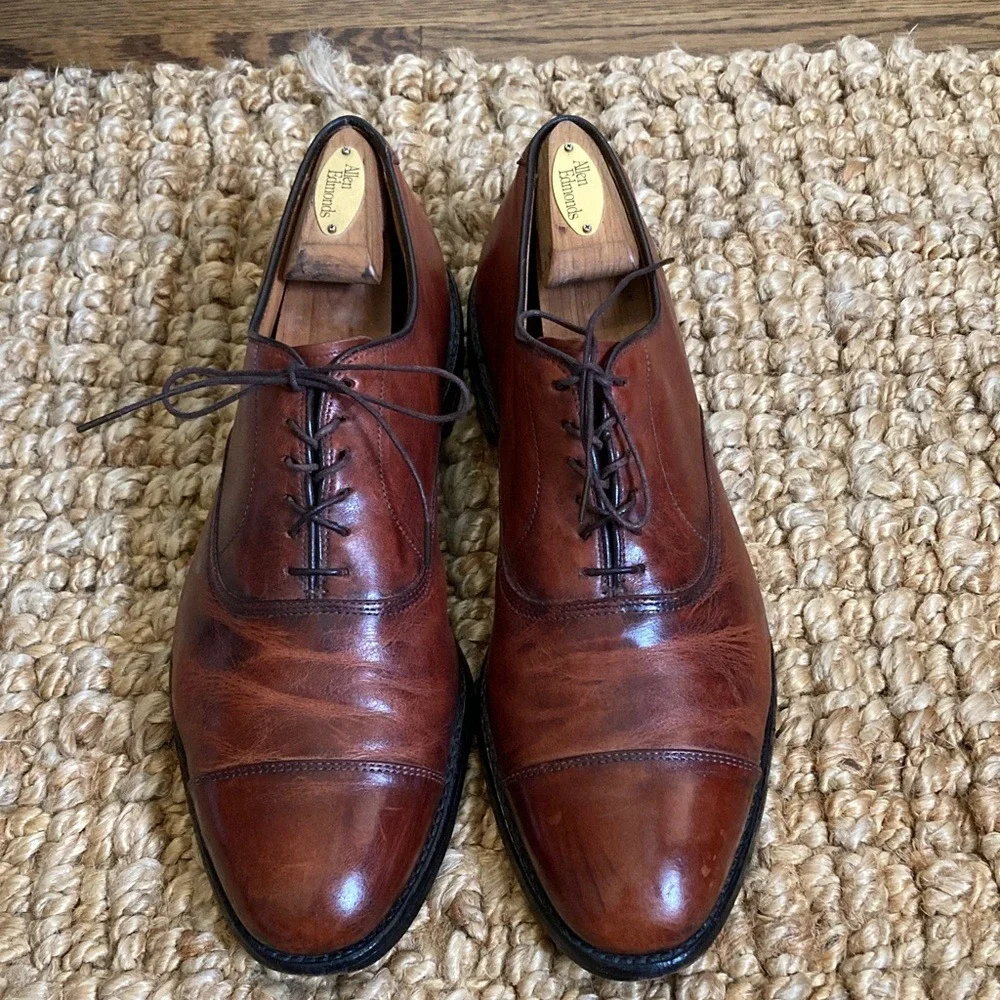 Allen‎ Edmunds Mens Brown Park Avenue Oxford Shoe Size 11C Cap Toe Lace Up